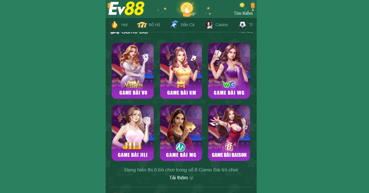 Các nhà cung cấp tựa game bài hợp tác với EV88